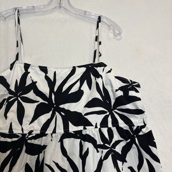 Free Assembly Women's Spaghetti Strap White Black Floral Peplum Tank Top XXXL - Picture 3 of 13